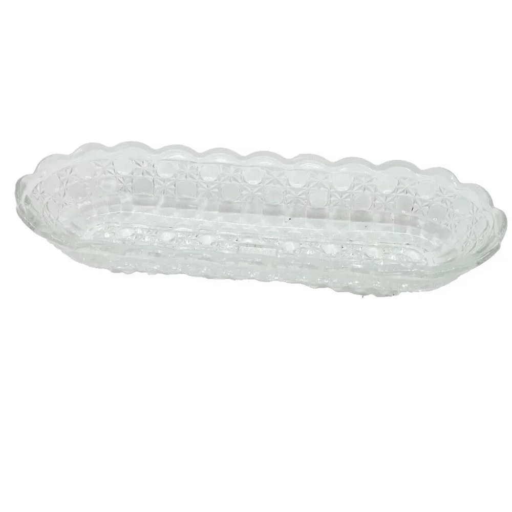 VINTAGE USA 70s Avon Glassware, OBLONG CRYSTAL~ CELERY CONDIMENTS SERVING DISH